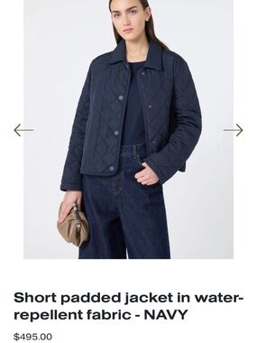 Short padded jacket in water-repellent fabric - NAVY
